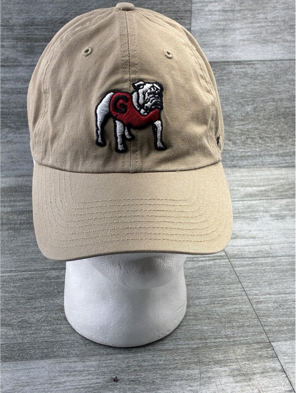Georgia Bulldogs UGA 47 Brand OSFA College Strap Back Dad Hat Cap Khaki SEC